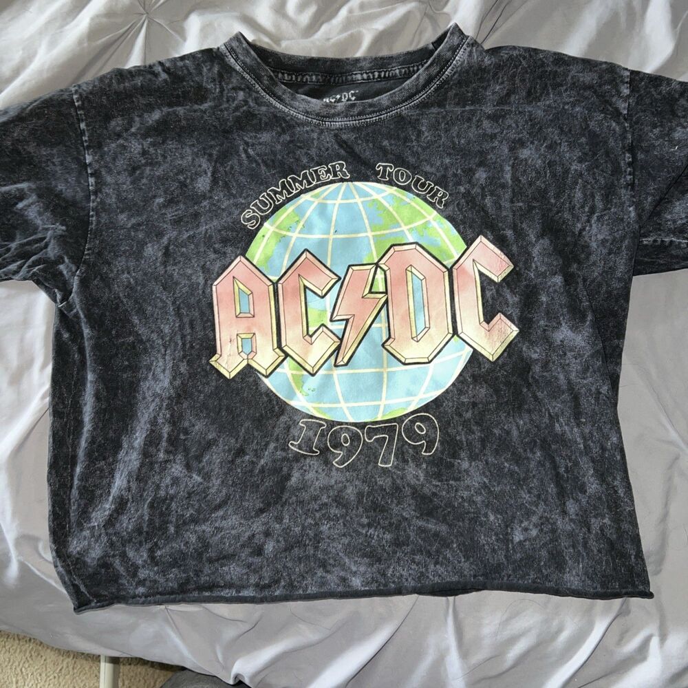 AC/DC Summer Tour 1979 Rock & Pop Music Black T-Shirt Size L/G